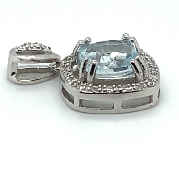 Aquamarine 1.30ct White Gold Finish Solid 925 Sterling Silver Pendant - Picture 3 of 7